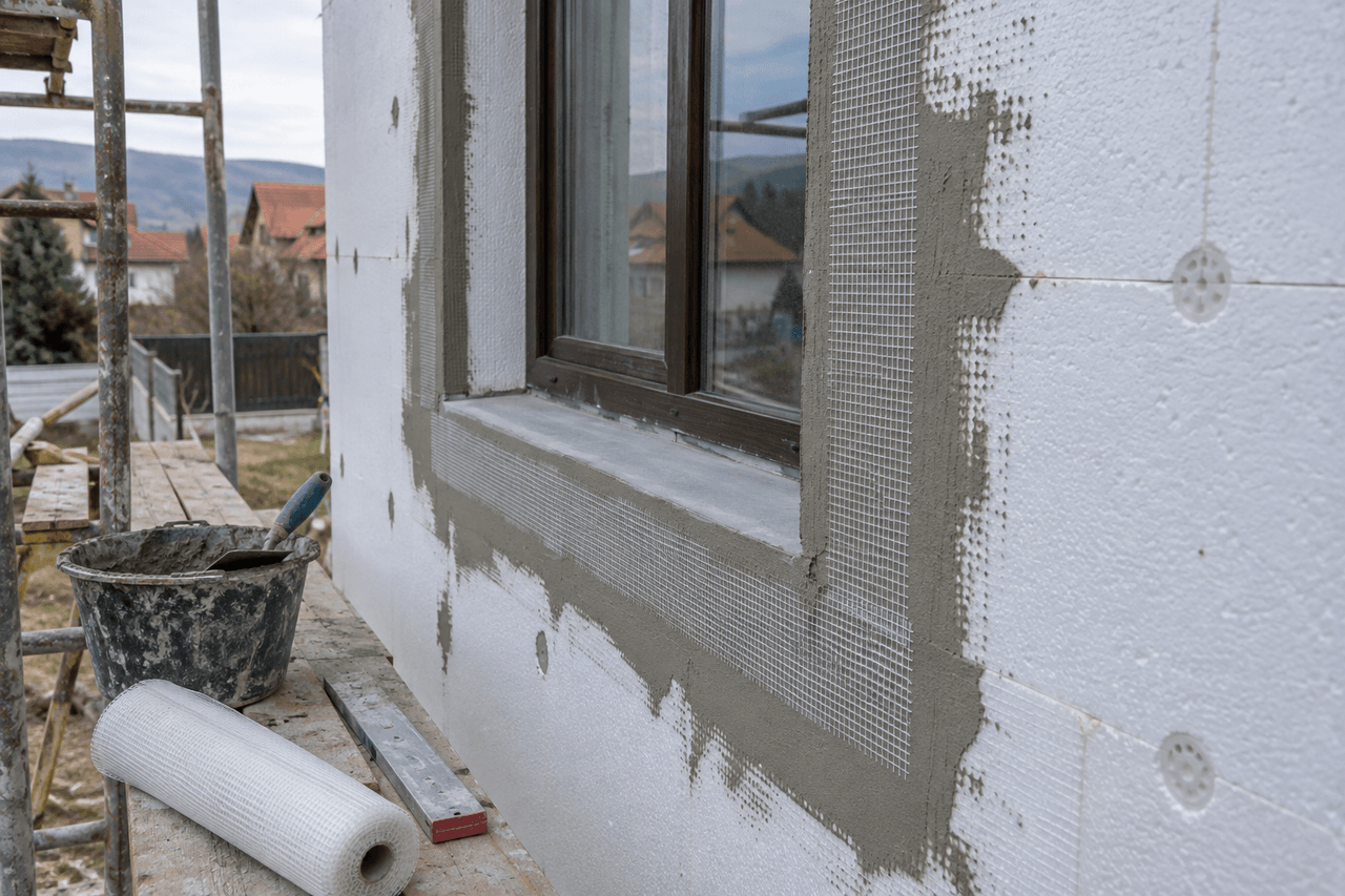 Detaliu de termoizolație în jurul ferestrei